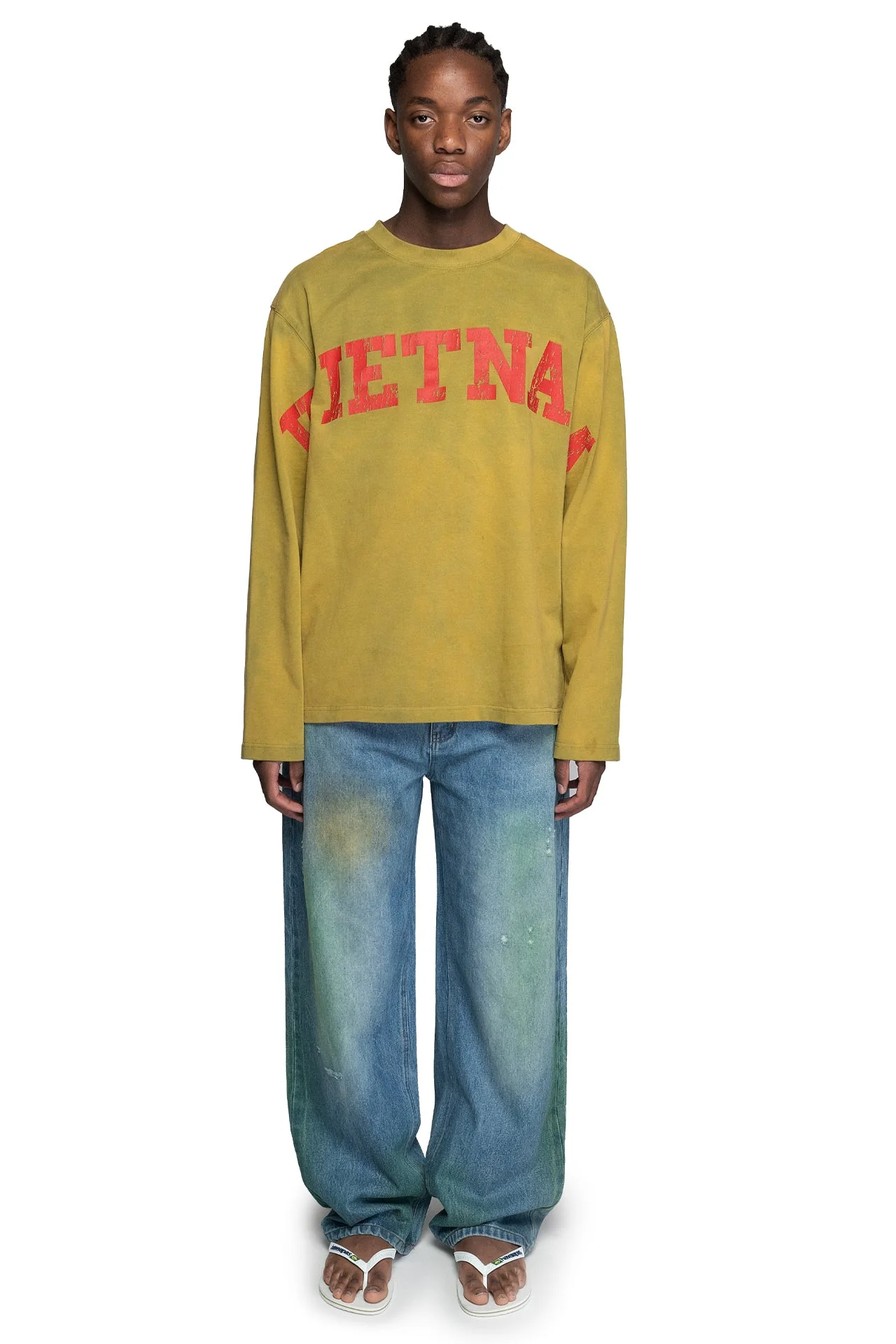 93 Sierra/Crosses Vietnam Long Sleeve Washed Olive Green T-Shirt - Image 2