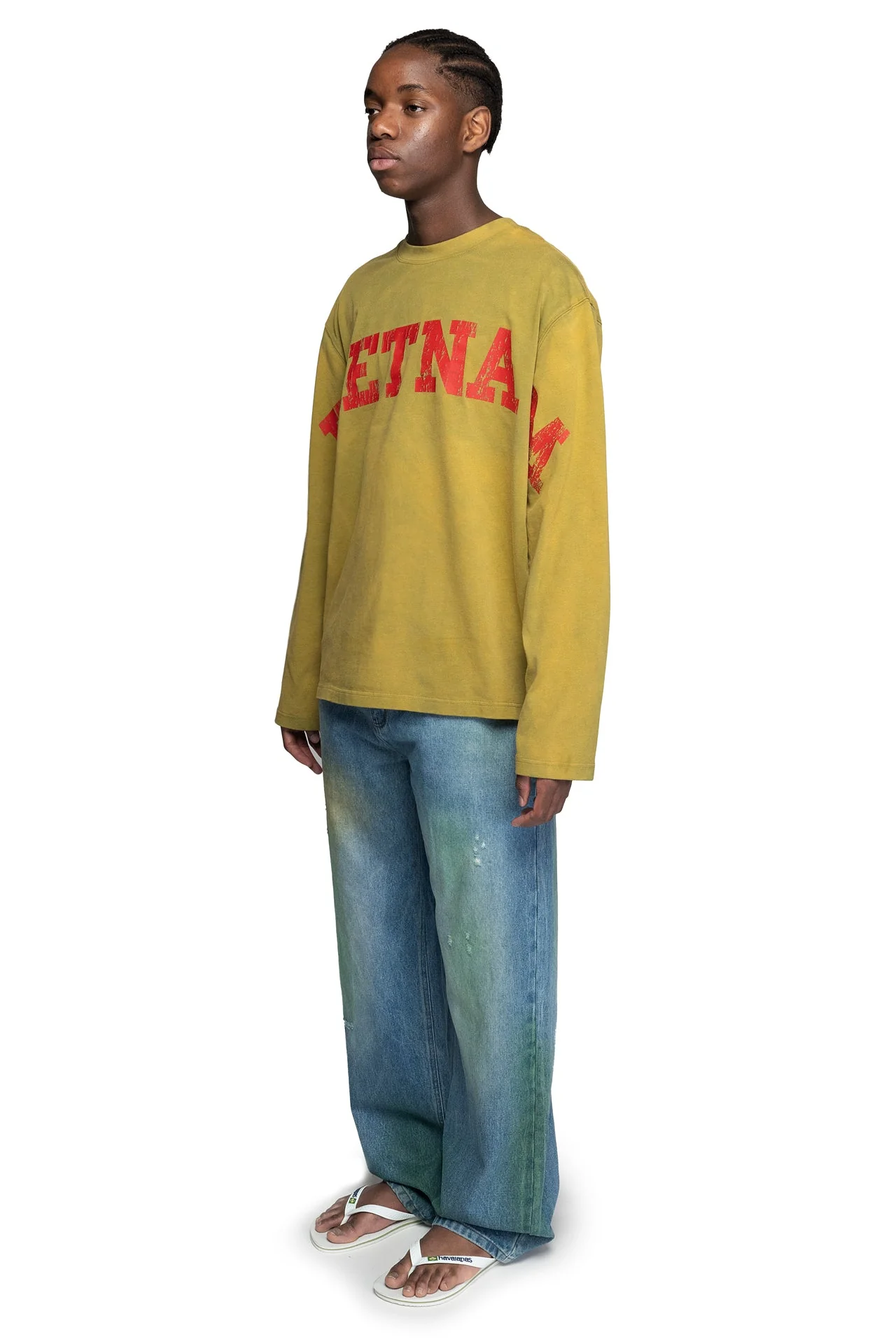 93 Sierra/Crosses Vietnam Long Sleeve Washed Olive Green T-Shirt - Image 3