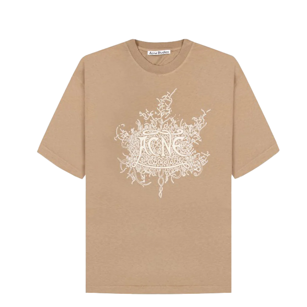 Acne Studios Glow in the Dark Logo T-Shirt Dark Beige