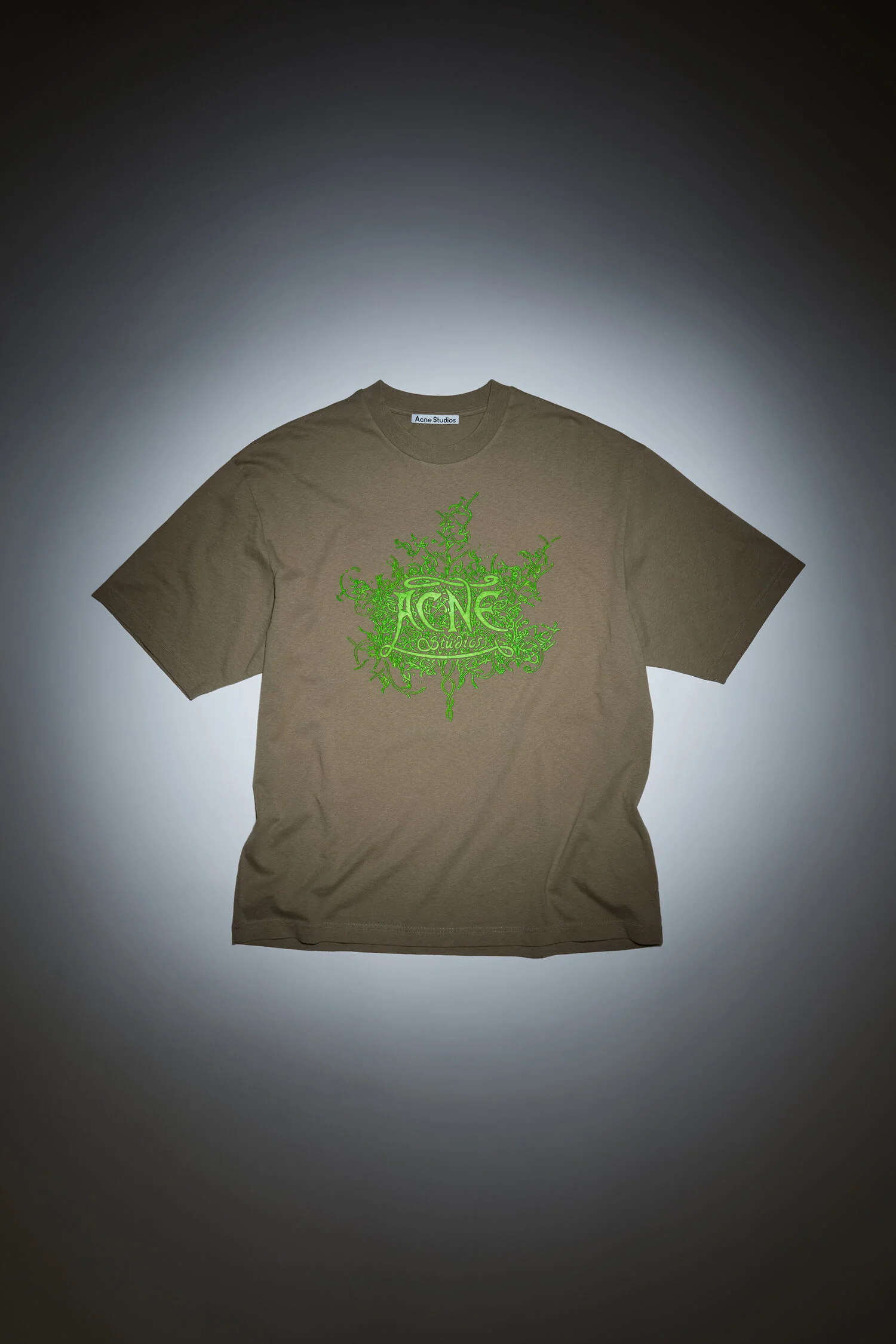 Acne Studios Glow in the Dark Logo T-Shirt Dark Beige - Image 4