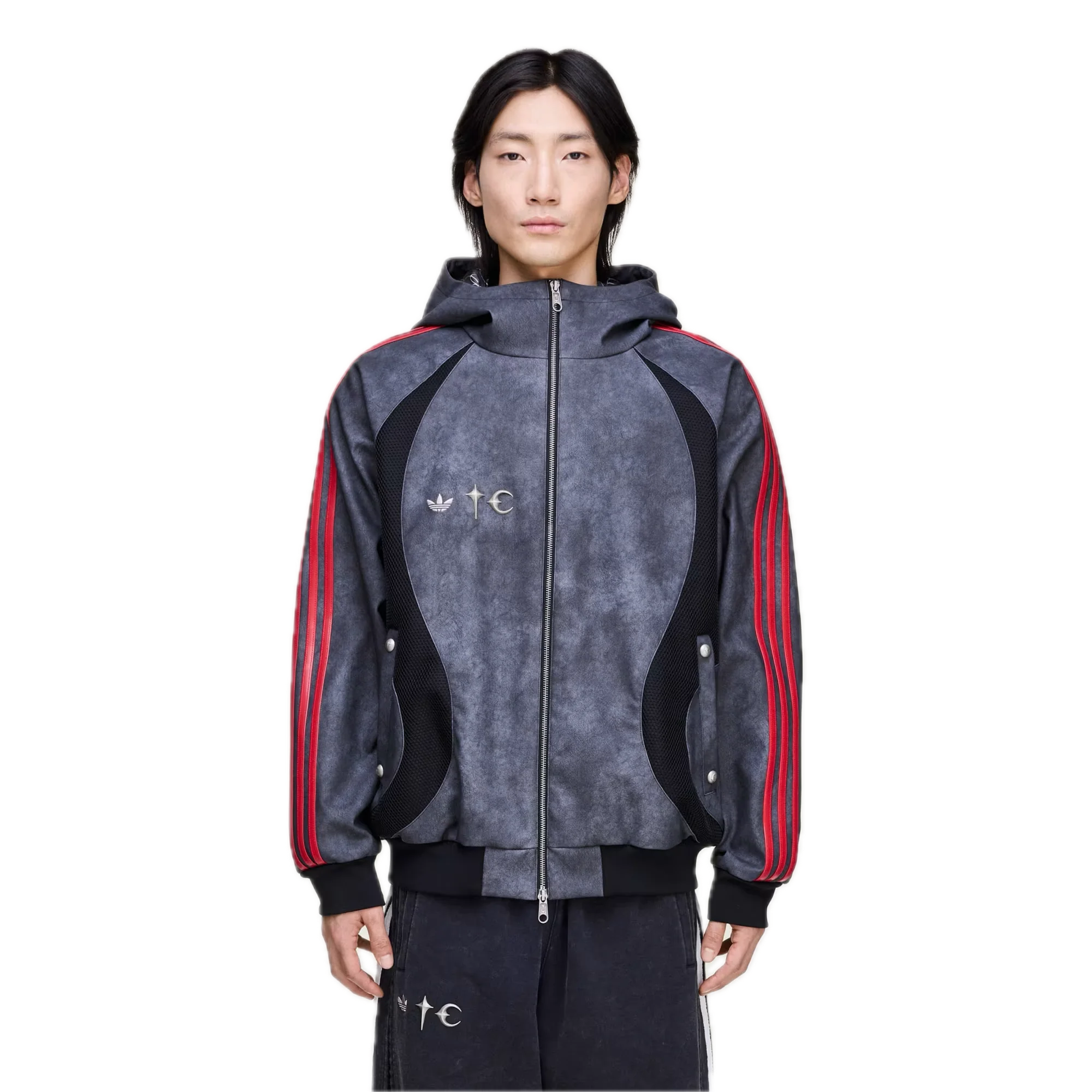 Adidas x Thug Club Teamgeist Faux Leather Jacket Black/Antique Silver - Image 4