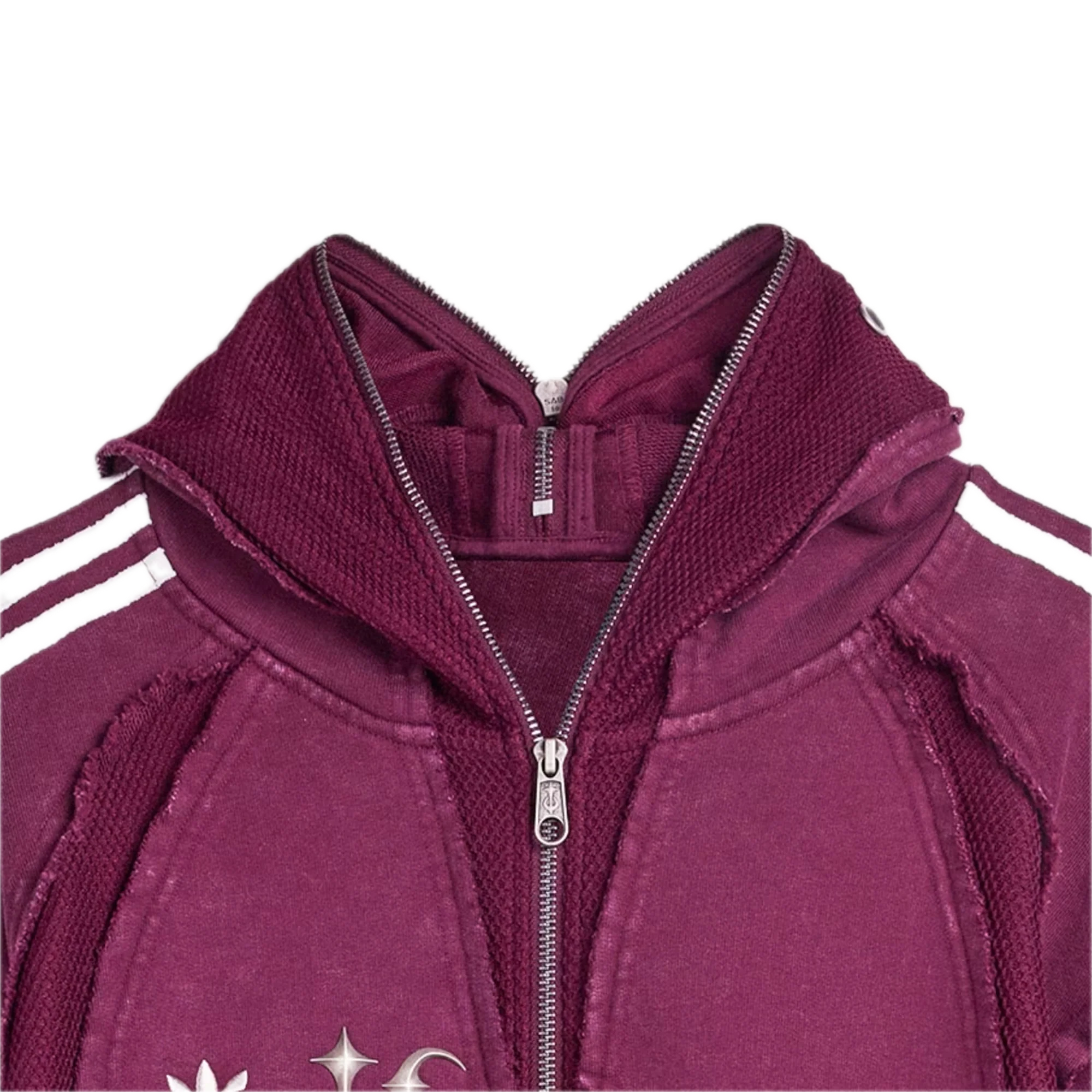 Adidas x Thug Club Teamgeist Hooded Zip Up Maroon - Image 4