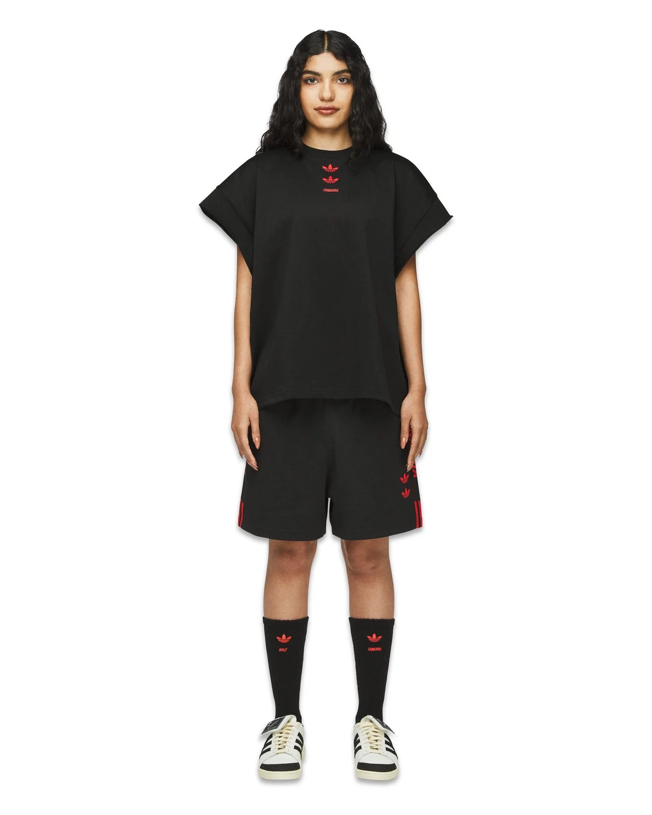 Adidas x Willy Chavarria Gym Shorts Black/Red - Image 3