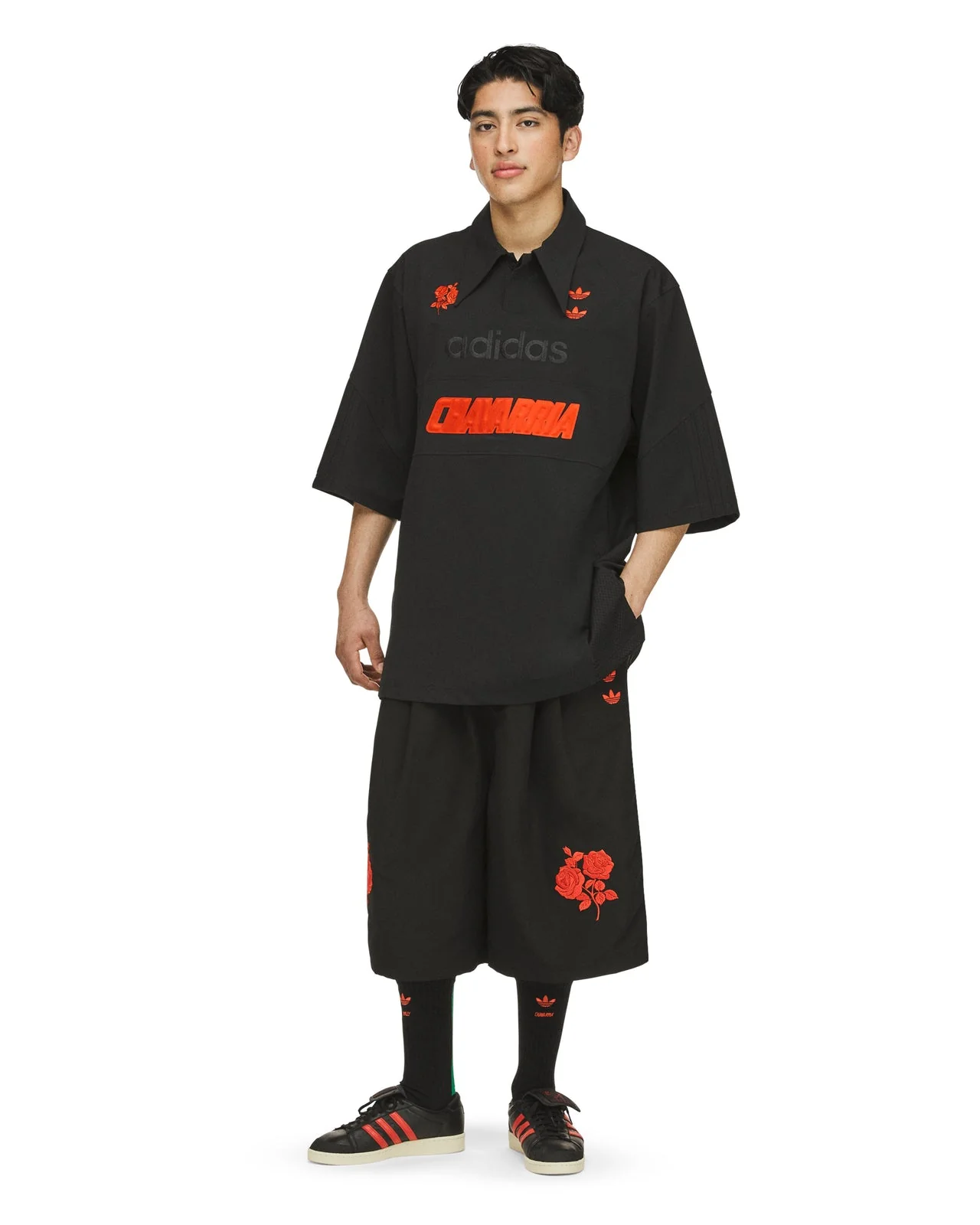 Adidas x Willy Chavarria Long Shorts Black Red - Image 4