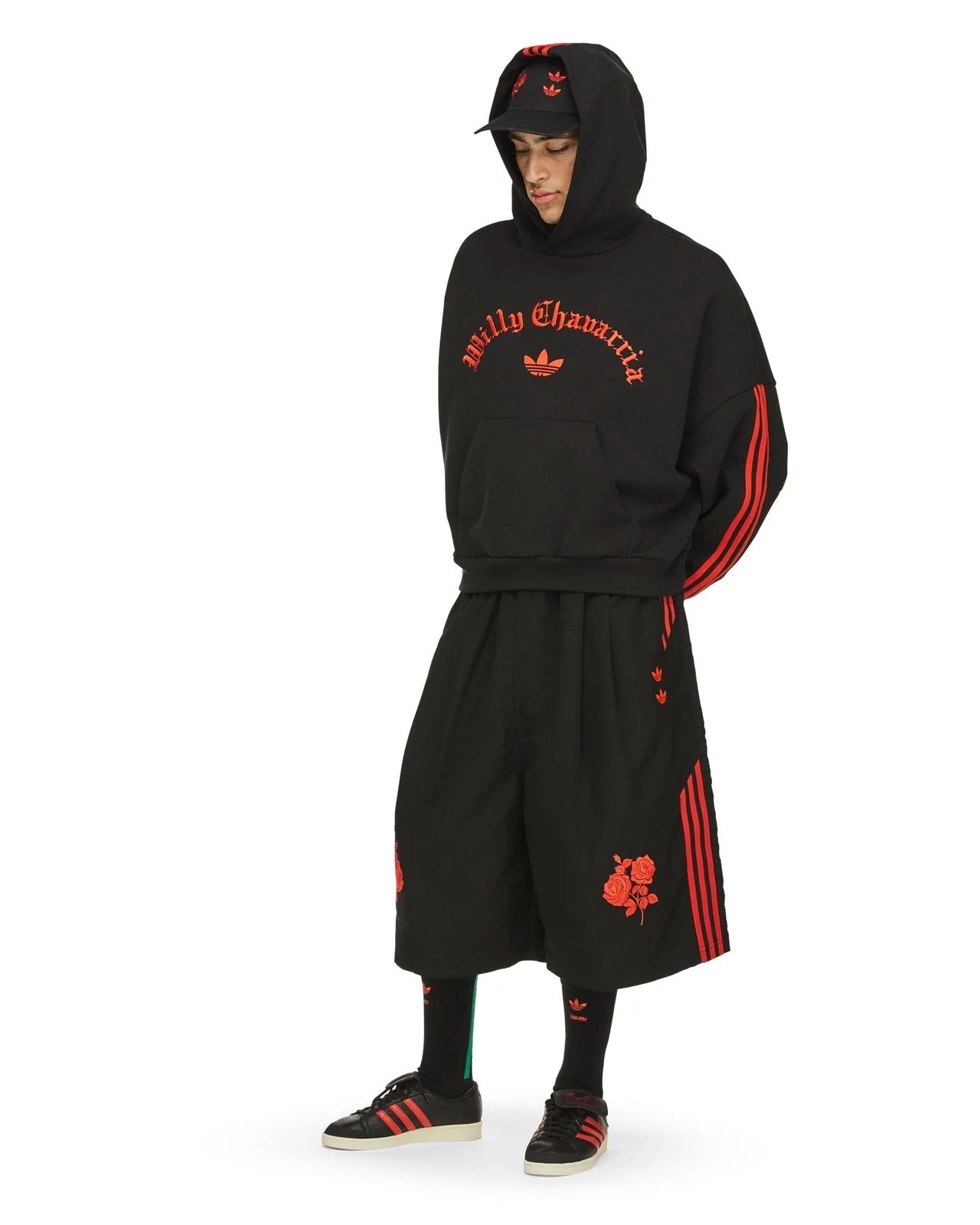 adidas x Willy Chavarria WC Fleece Hoodie Black/Red - Image 4