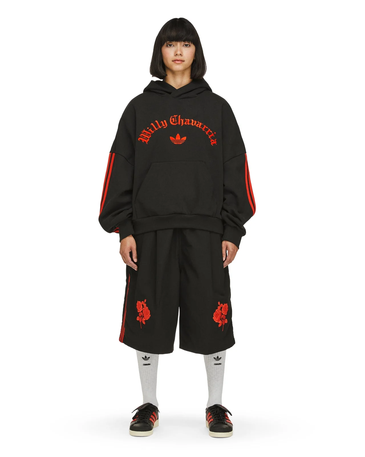 adidas x Willy Chavarria WC Fleece Hoodie Black/Red - Image 5