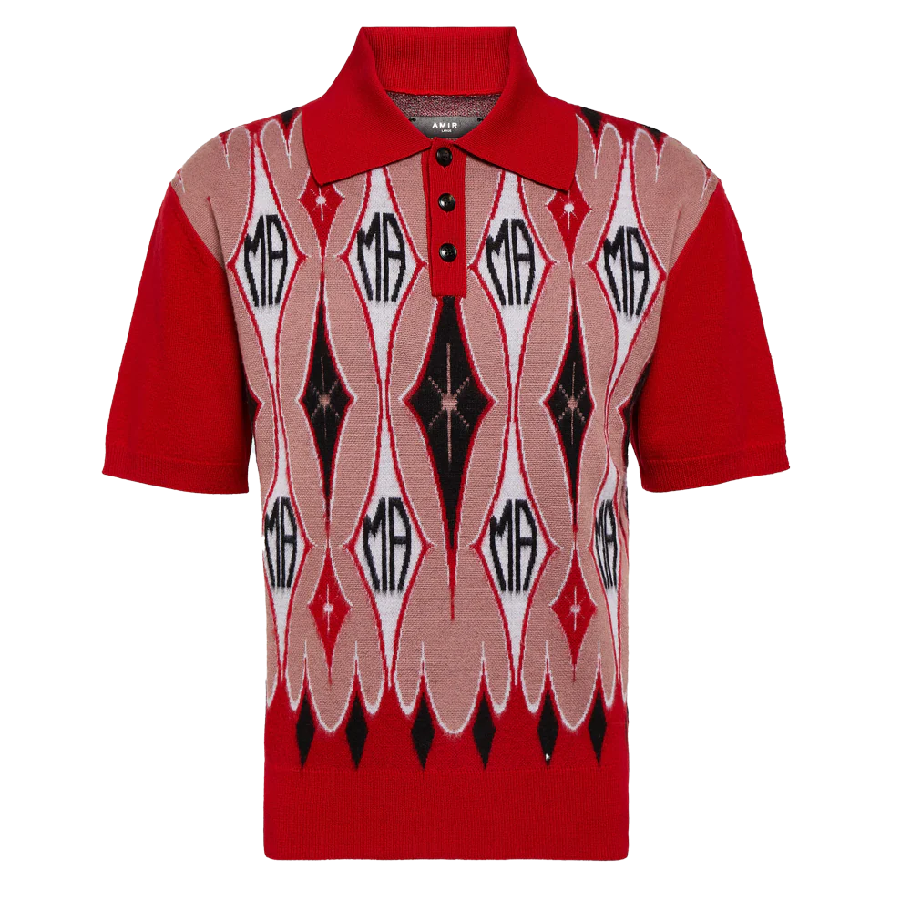 Amiri Argyle Jacquard Wool Polo