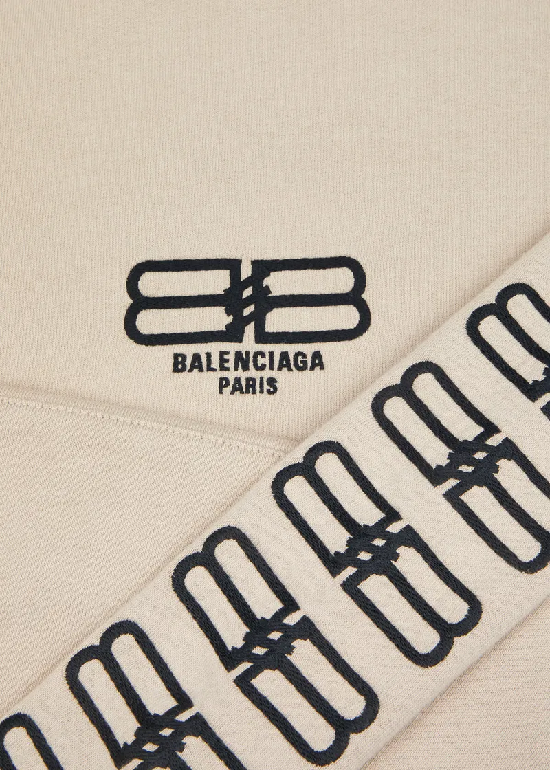 Balenciaga Paris Icon Hooded Cotton Sweatshirt Brown - Image 2