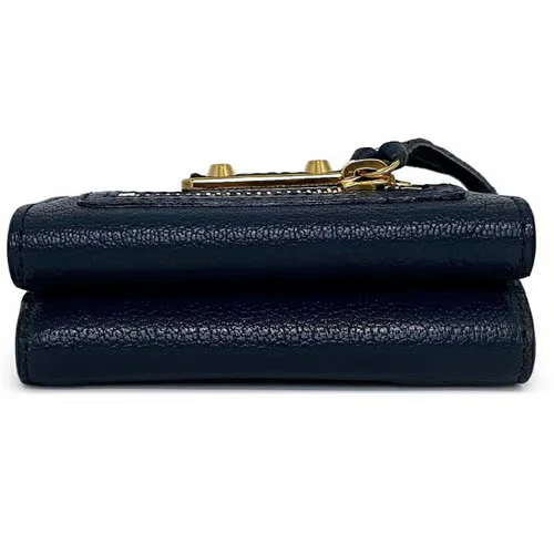 Balenciaga Tri-Fold Wallet Navy Gold Classic - Image 4