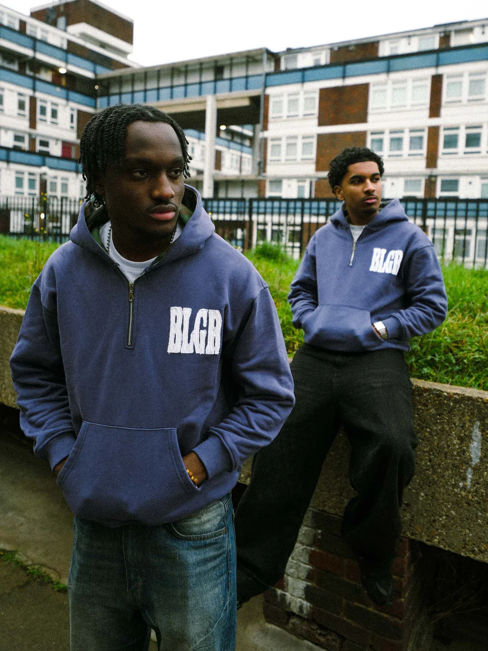 Belaguer Quarter Zip Hoodie Light Navy - Image 3