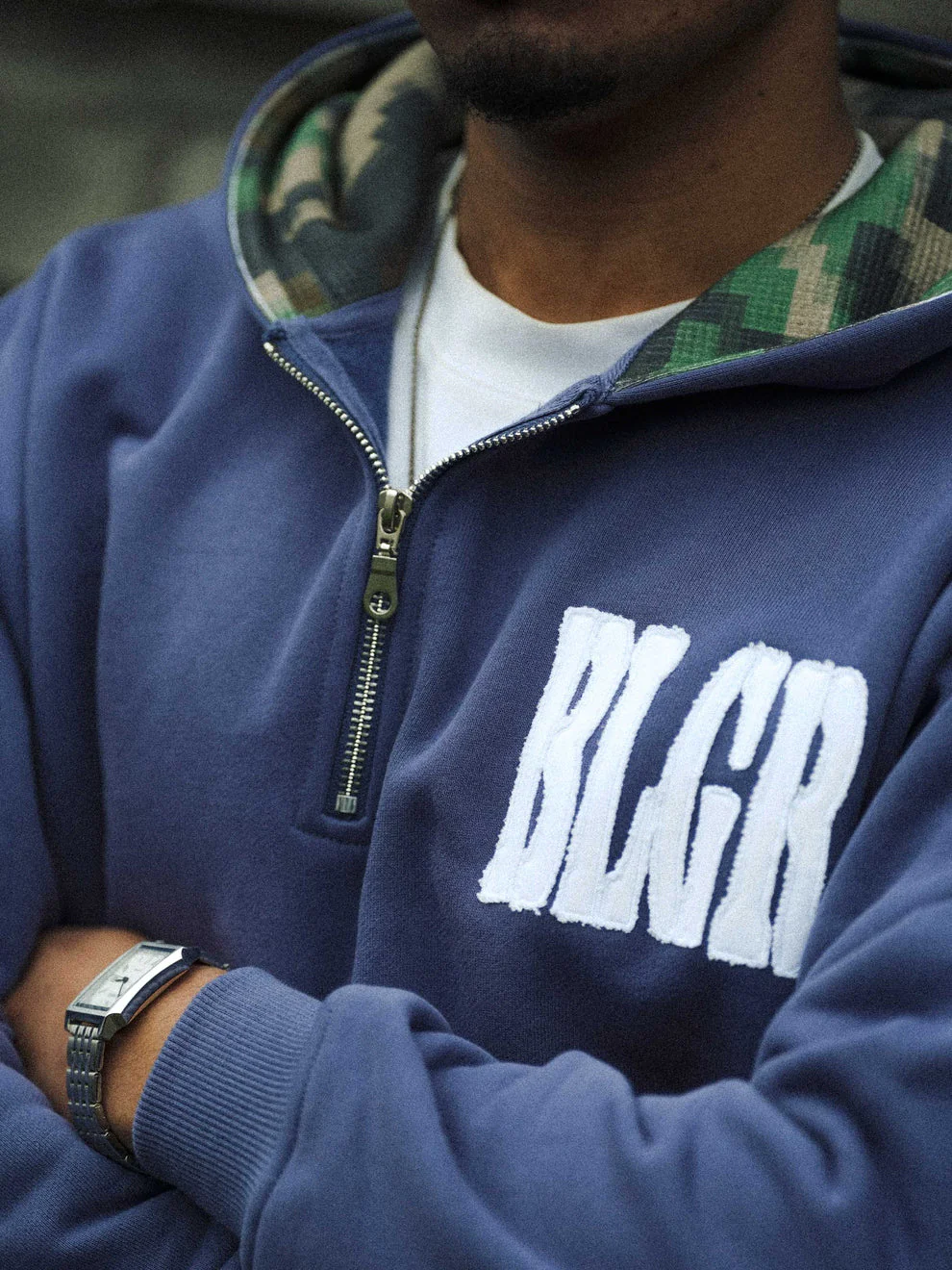 Belaguer Quarter Zip Hoodie Light Navy - Image 5
