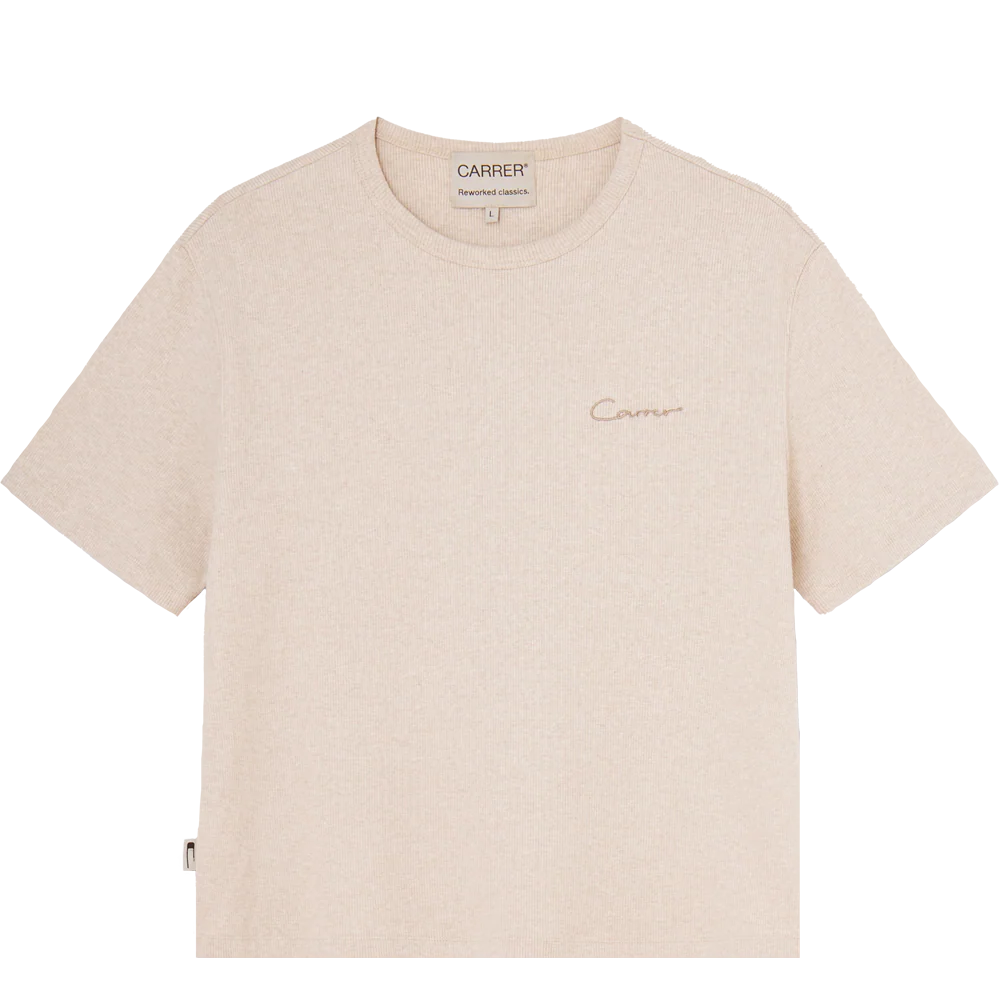 Carrer Cruz Rib T-Shirt in Beige Melange