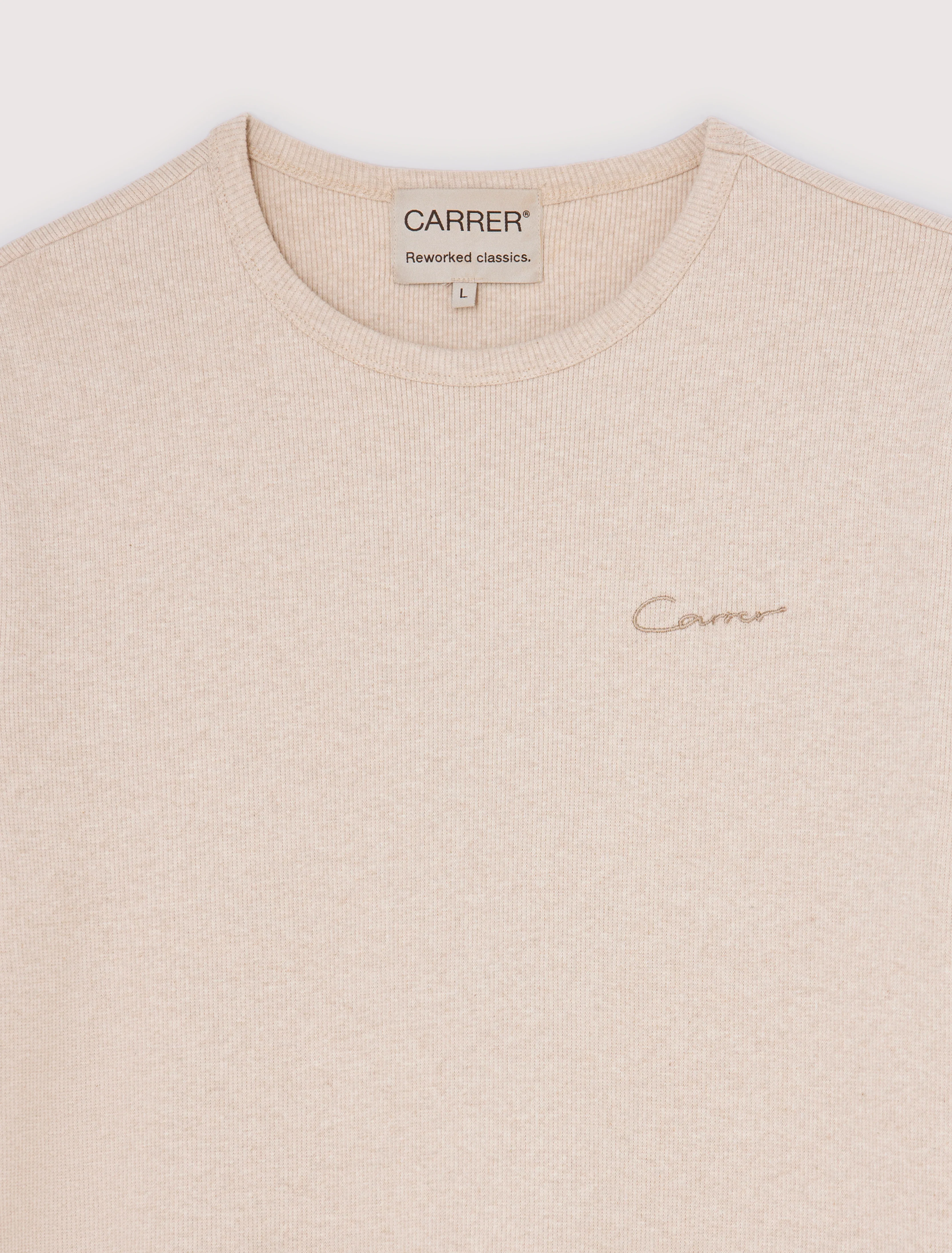 Carrer Cruz Rib T-Shirt in Beige Melange - Image 3