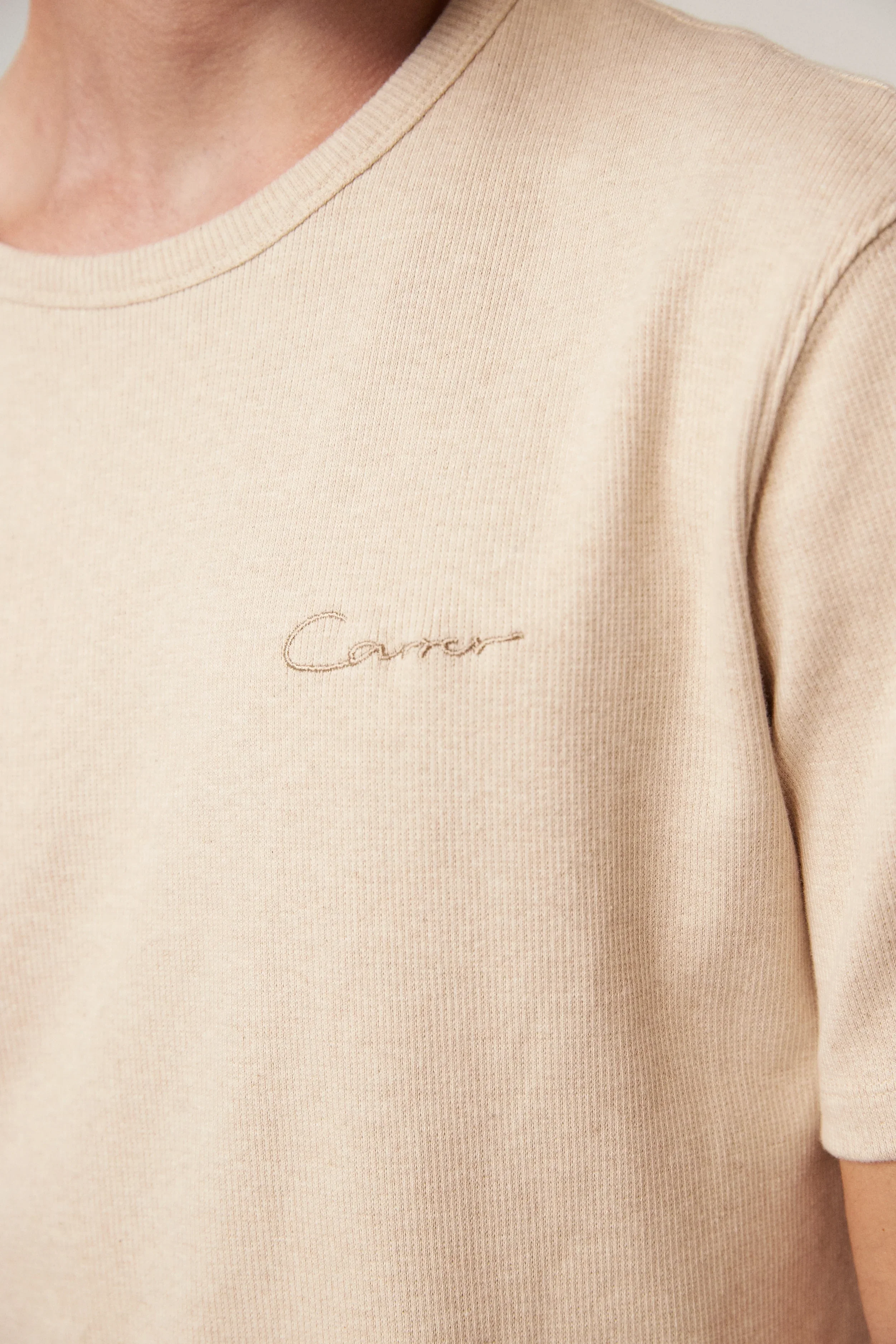 Carrer Cruz Rib T-Shirt in Beige Melange - Image 8