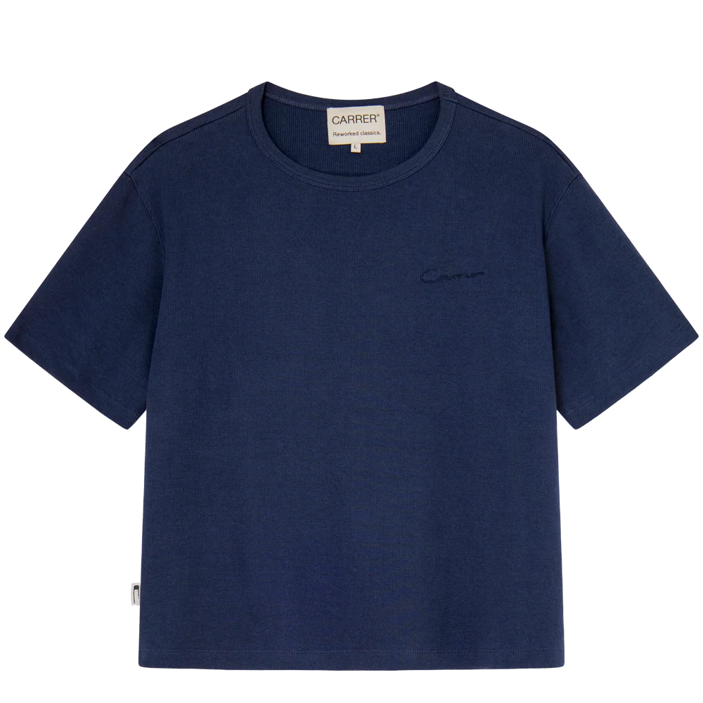 Carrer Cruz Rib T-Shirt in Navy