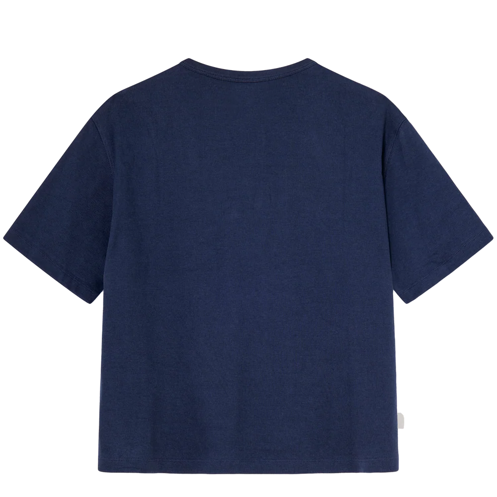 Carrer Cruz Rib T-Shirt in Navy - Image 2