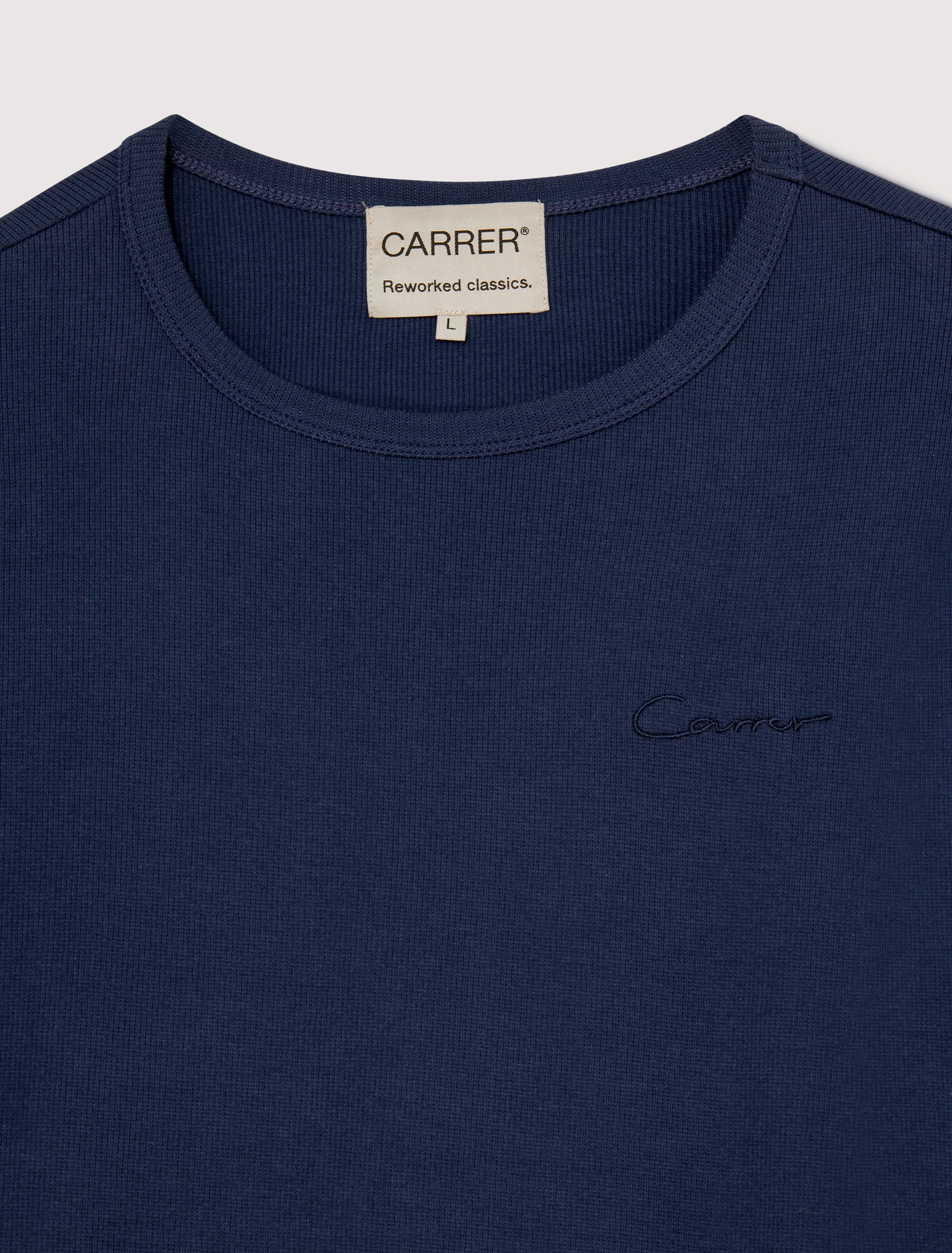 Carrer Cruz Rib T-Shirt in Navy - Image 3