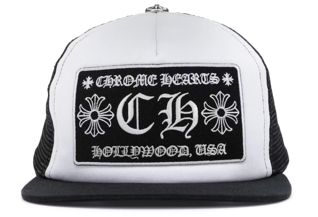Chrome Hearts CH Hollywood Trucker Hat Black/White