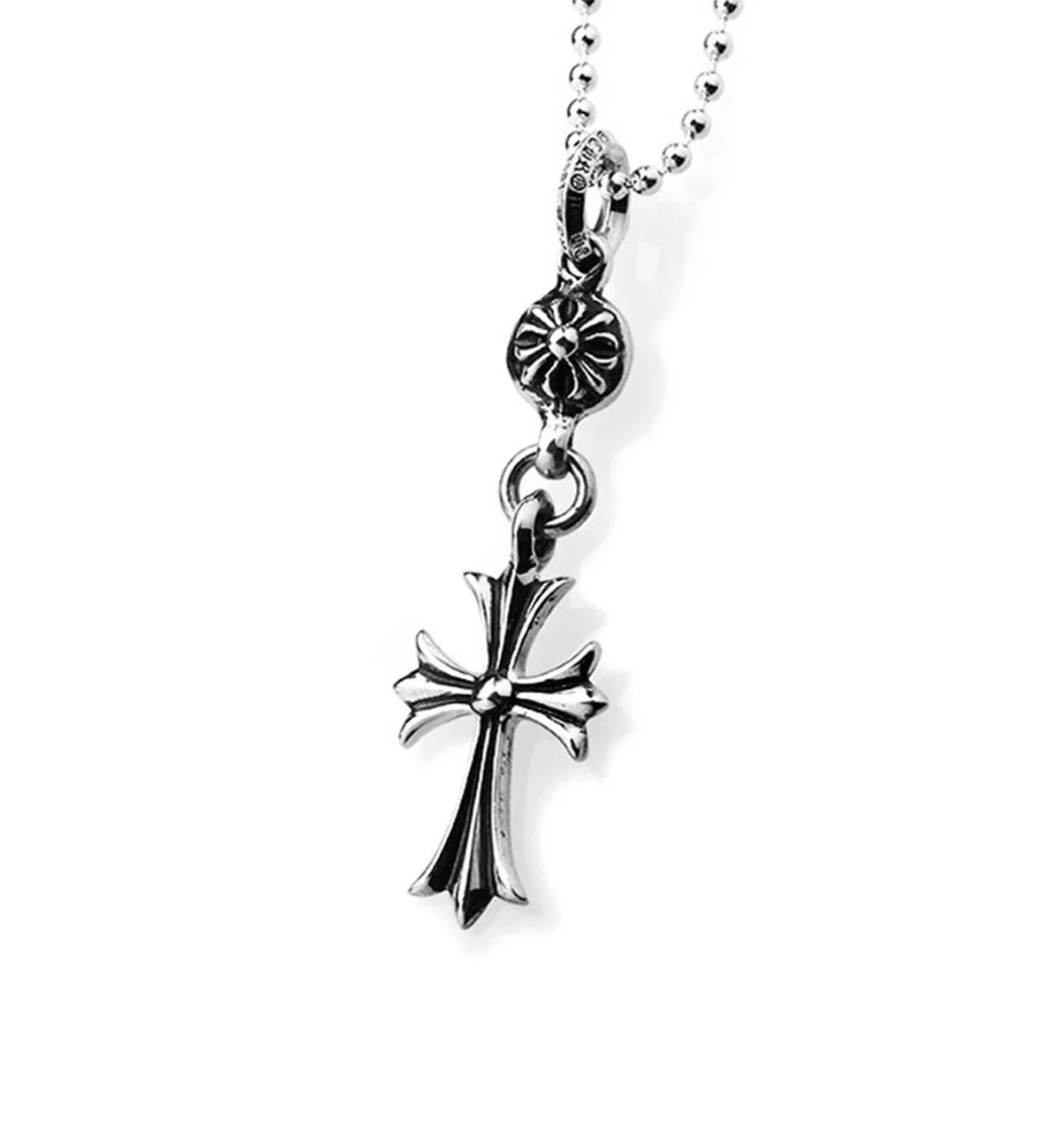 Chrome Hearts Cross Pendant Ballchain Necklace