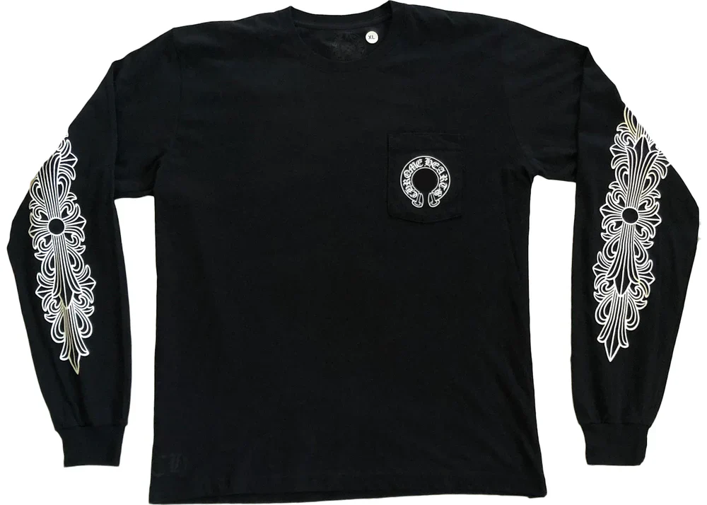Chrome Hearts Floral Horseshoe L/S T-shirt Black - Image 2