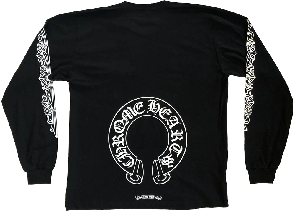Chrome Hearts Floral Horseshoe L/S T-shirt Black - Image 3