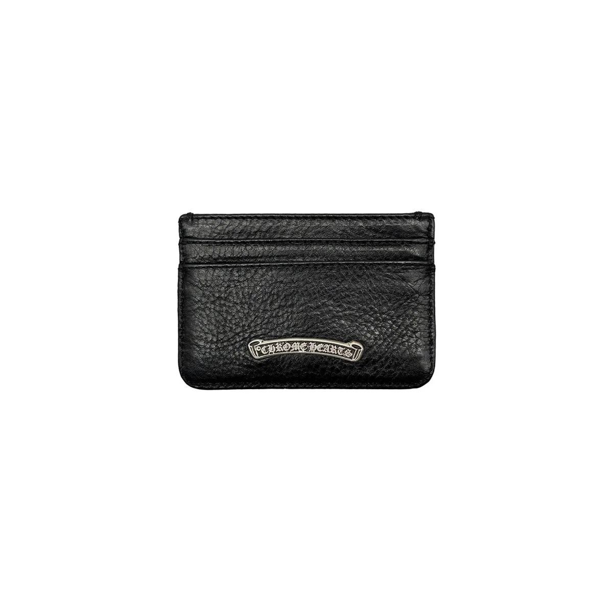 Chrome Hearts Silver Logo Embellished Leather Cardholder Black