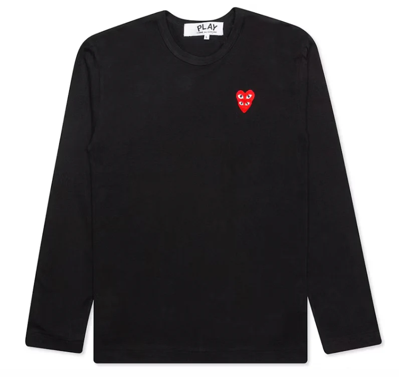 Comme des Garcons Play Red Stacked Heart L/S T-shirt Black