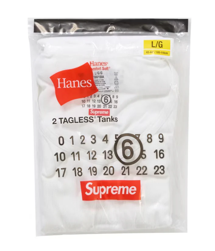 Supreme MM6 Maison Margiela Hanes Tagless Tank Top (2 Pack) White - Image 4