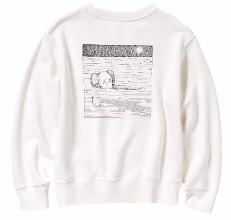KAWS x Uniqlo Kids Longsleeve Sweatshirt Off White - Image 2