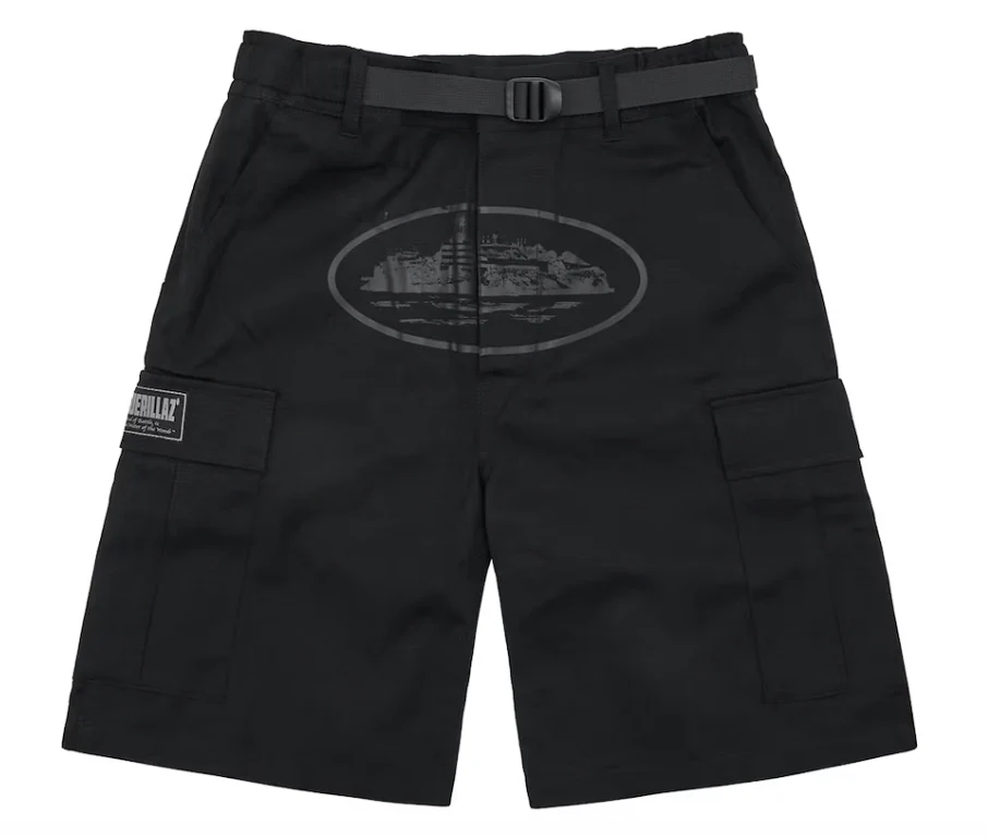 Corteiz Alcatraz Cargo Shorts Triple Black