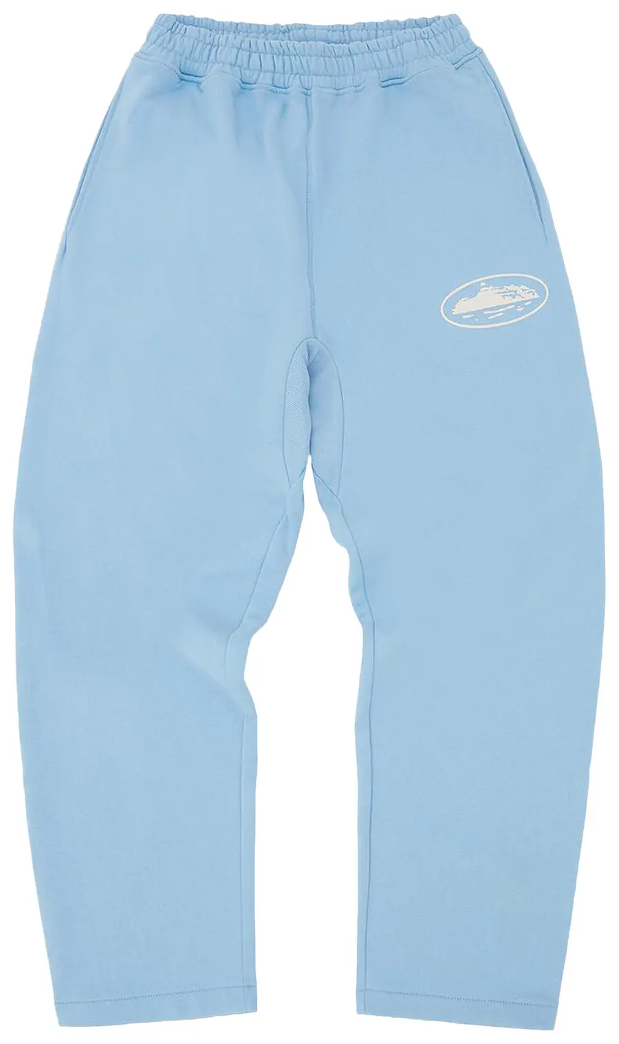 Corteiz Island Puff Print Open Hem Sweatpant Baby Blue - Image 2