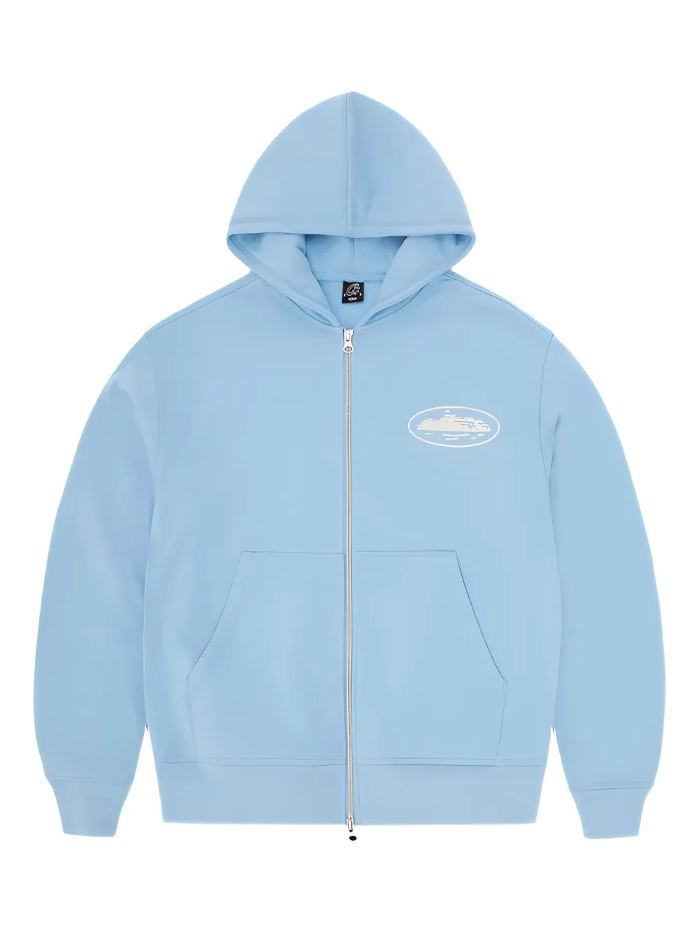 Corteiz Island Puff Print Zip Hoodie Baby Blue