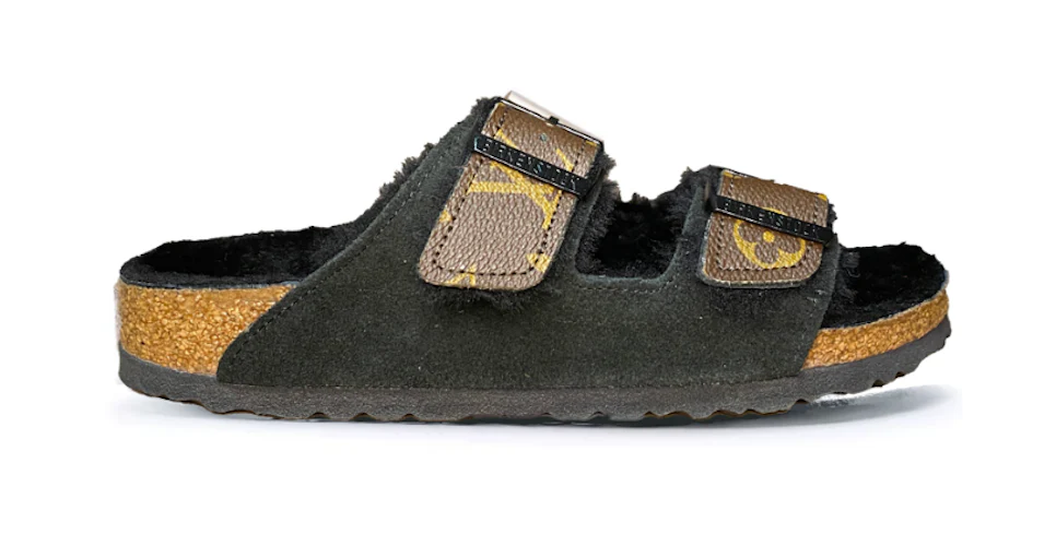 Custom Birkenstock Arizona Sherling Louis Vuitton Black by SIJI Studio