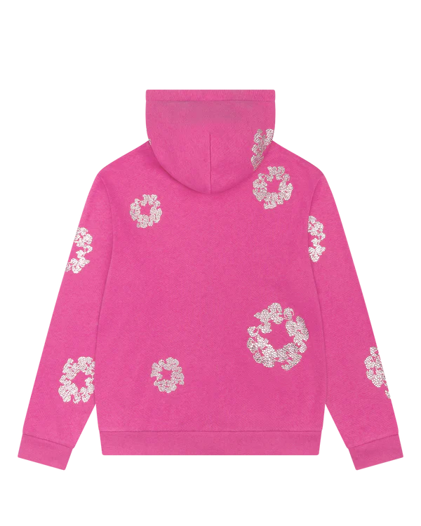 Denim Tears Cashmere Swarovski Cotton Wreath Zip Hoodie Pink - Image 2