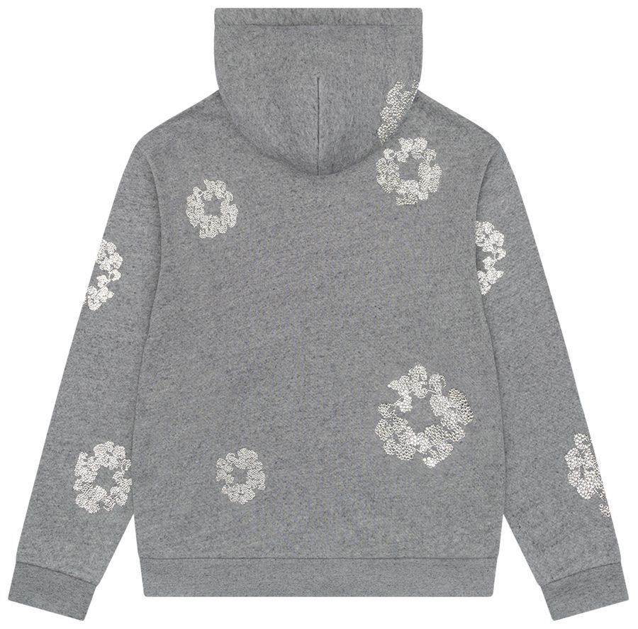 Denim Tears Cashmere Swarovski Cotton Wreath Zip Hoodie 'Grey' - Image 2
