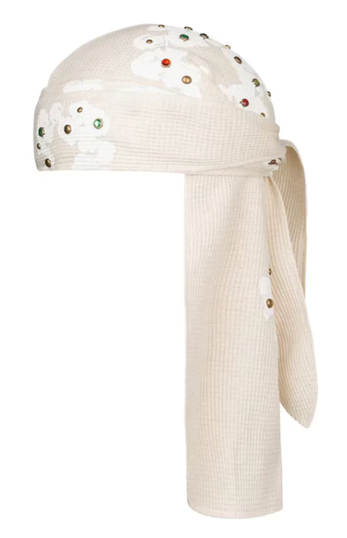 Denim Tears Rhinestone Cotton Wreath Durag Oatmeal