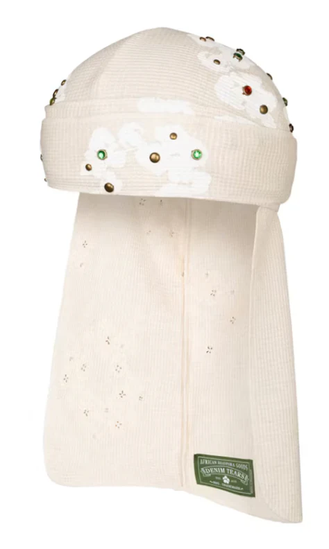 Denim Tears Rhinestone Cotton Wreath Durag Oatmeal - Image 2