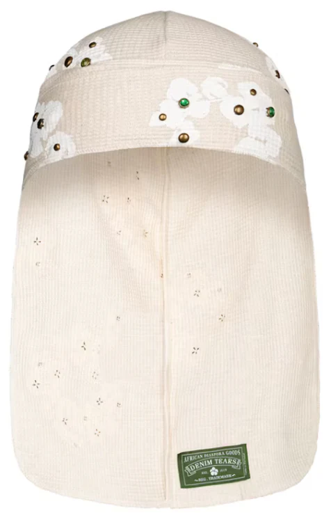 Denim Tears Rhinestone Cotton Wreath Durag Oatmeal - Image 3