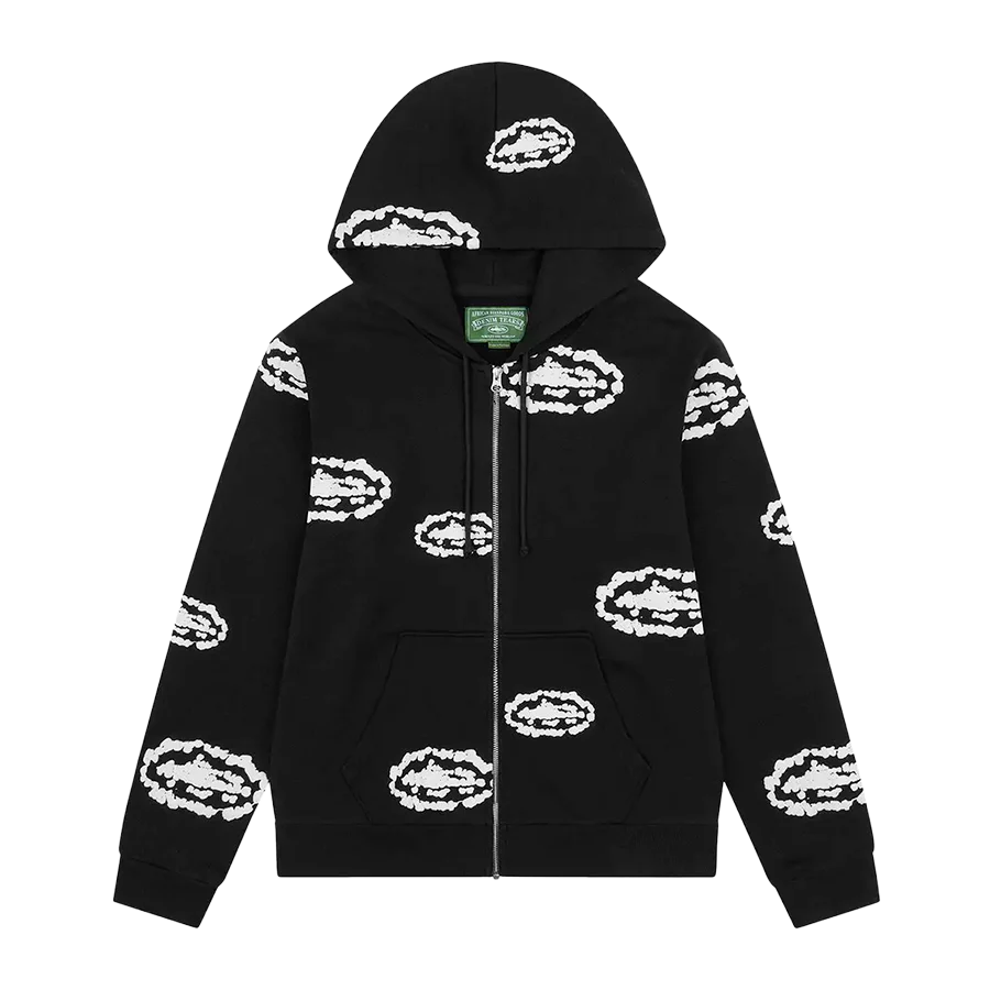 Denim Tears x Corteiz Cotton Wreath Zip Hoodie Black