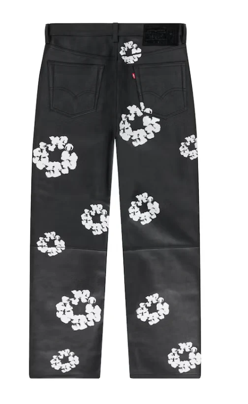 Denim Tears x Levi's Leather Cotton Wreath Jeans Black - Image 2