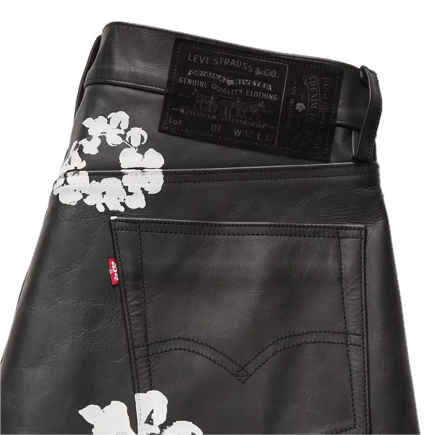 Denim Tears x Levi's Leather Cotton Wreath Jeans Black - Image 3