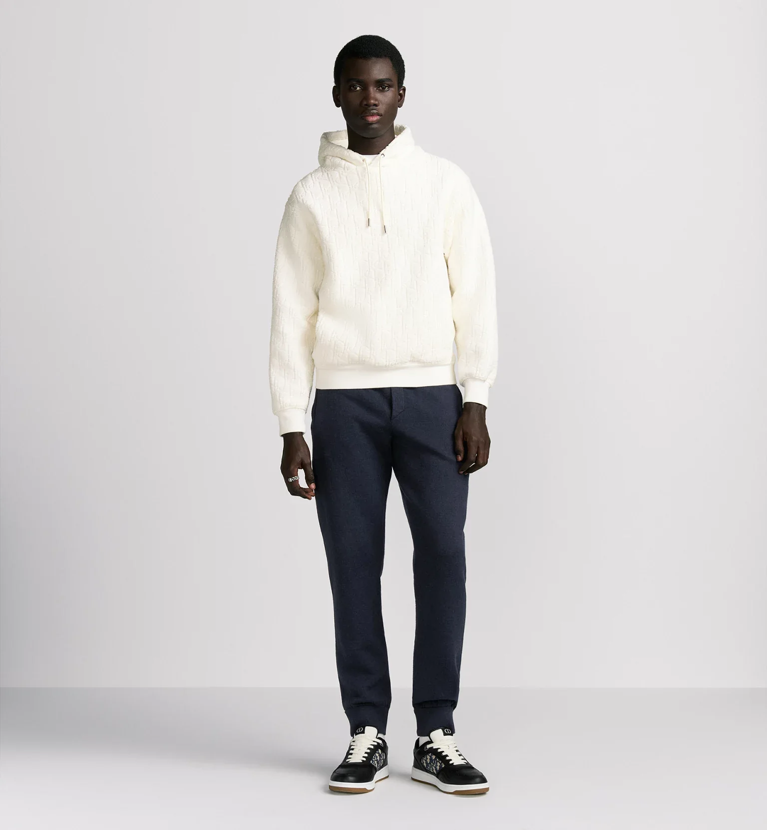Dior Oblique Relaxed-Fit Hooded Sweatshirt Off-White Cotton Fleece - Image 4