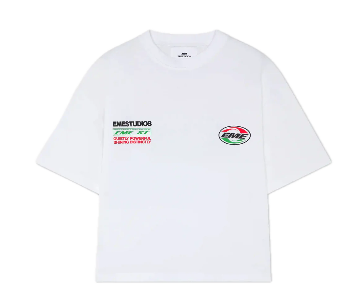 Eme Studios Duality Pearl Oversized Tee White