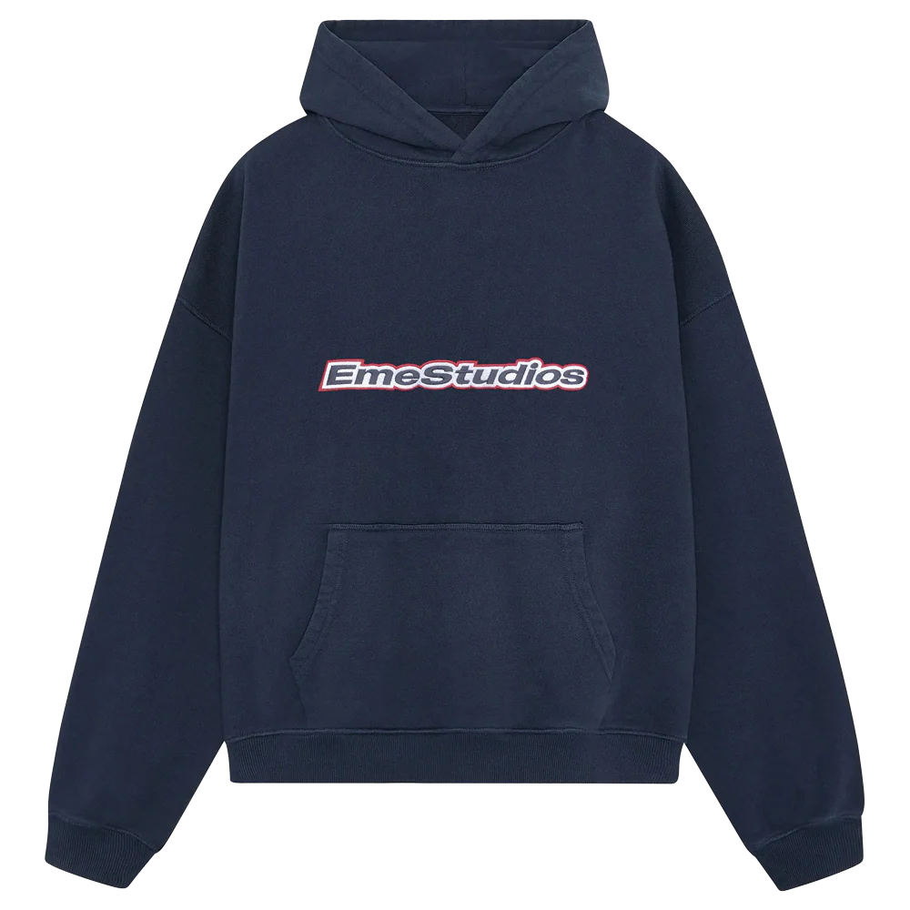 Eme Studios Box Navy Grey Oversized Hoodie