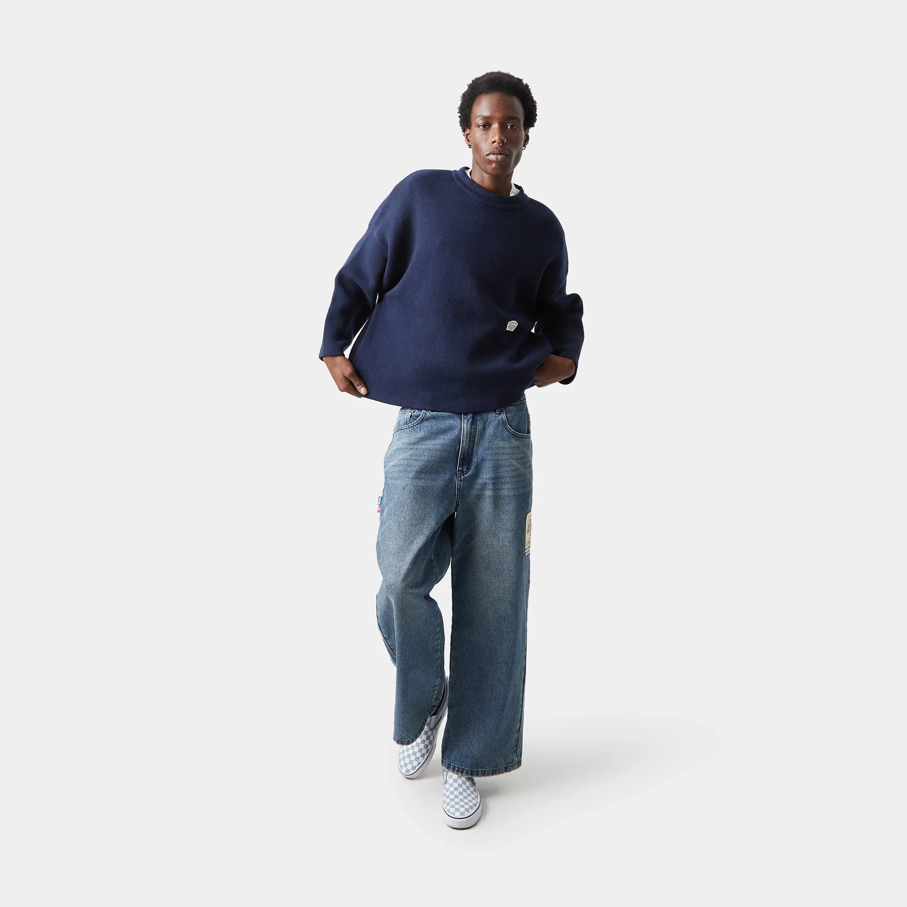 Eme Studios Department Navy Jacquard Oversized Knit - Image 3