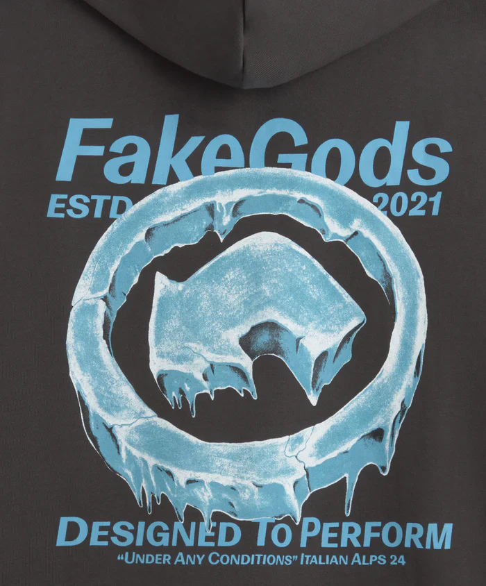 Fakegods Iced Logo Hoodie Dark Grey - Image 5