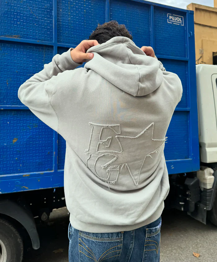 Fakegods Star Hoodie Mid Grey - Image 5