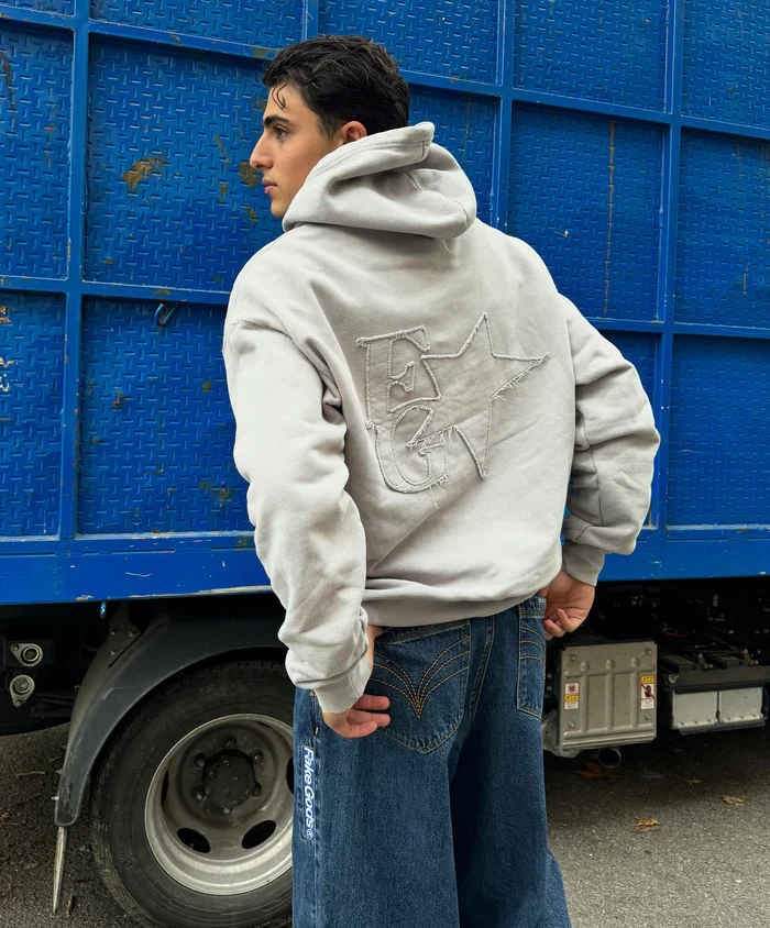 Fakegods Star Hoodie Mid Grey - Image 6