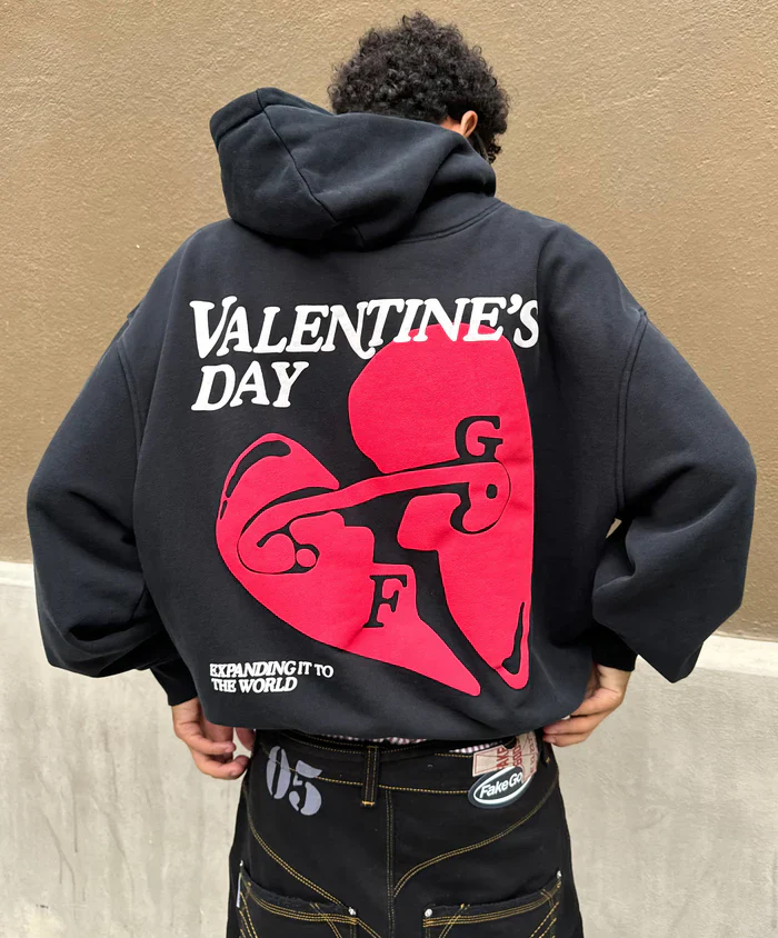 Fakegods Valentine’s Hoodie Black - Image 4