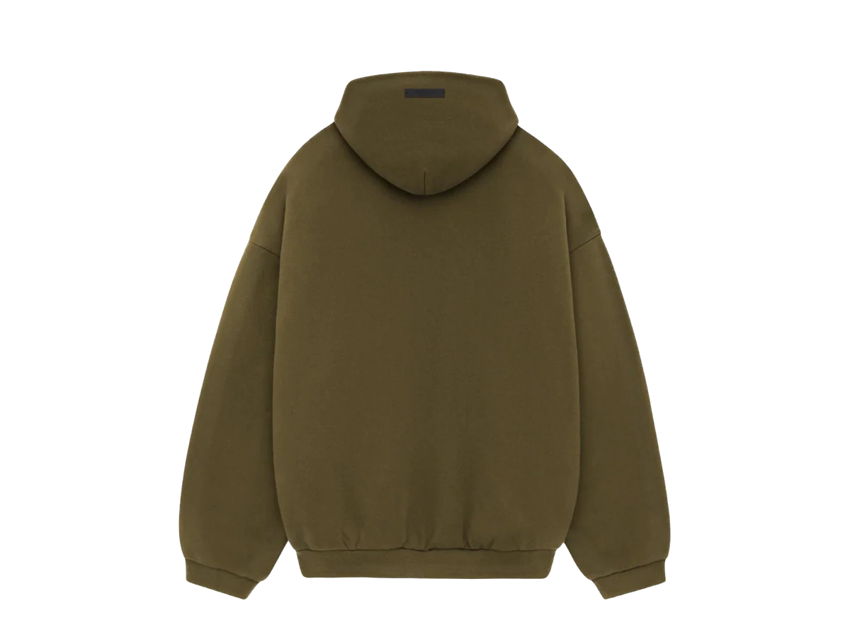Fear of God Essentials Fleece Hoodie (FW24) Olive - Image 2